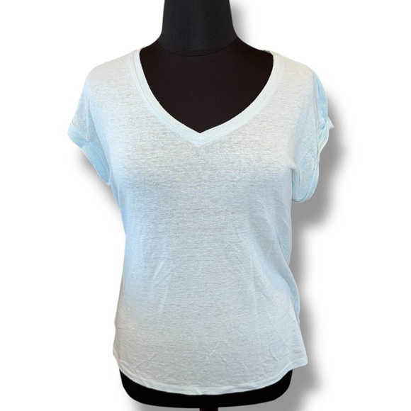 TALBOTS DROP SHOULDER V-NECK TEE - Plus 1X Seaside Blue - Picture 2 of 12